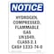 Signmission OSHA Notice Sign, 14" Height, Rigid Plastic, Hydrogen Compressed Flammable Sign, Portrait OS-NS-P-1014-V-13588 - alternate 1